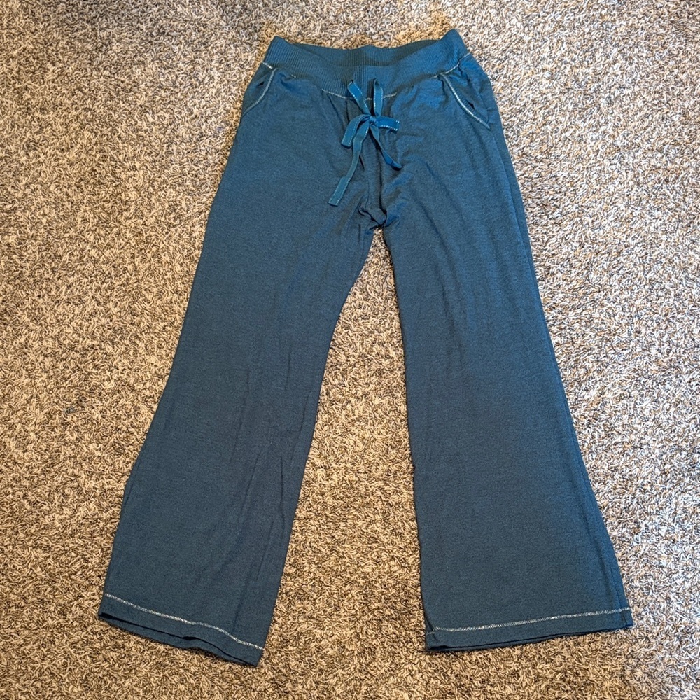 Women’s Ultra Soft Wide Leg Teal Pajama Pants w Sparkle Details & Pockets